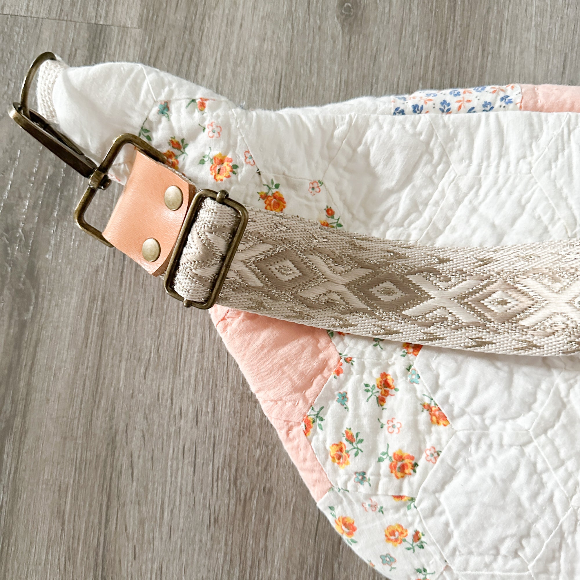 Large Fanny Pack Bag Vintage Grandmother's Garden Quilt