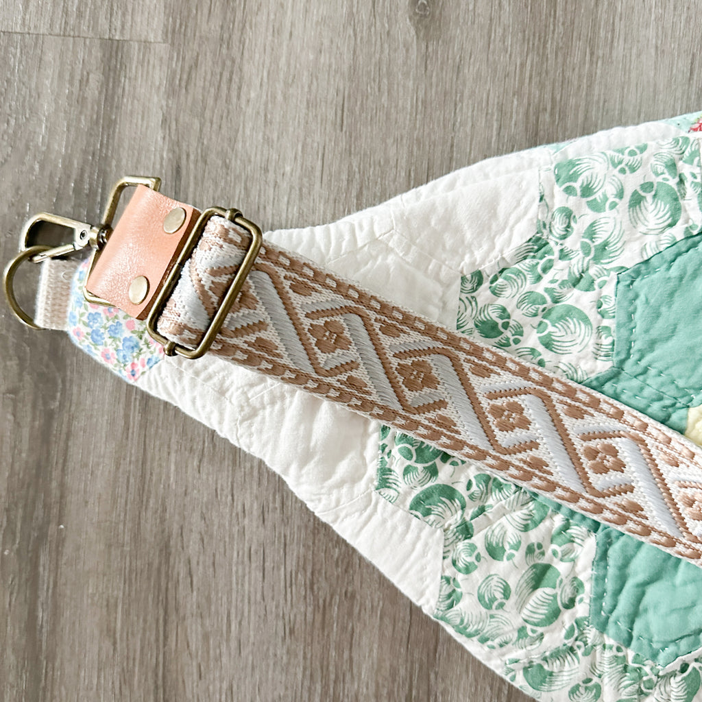 Large Fanny Pack Bag Vintage Grandmother's Garden Quilt