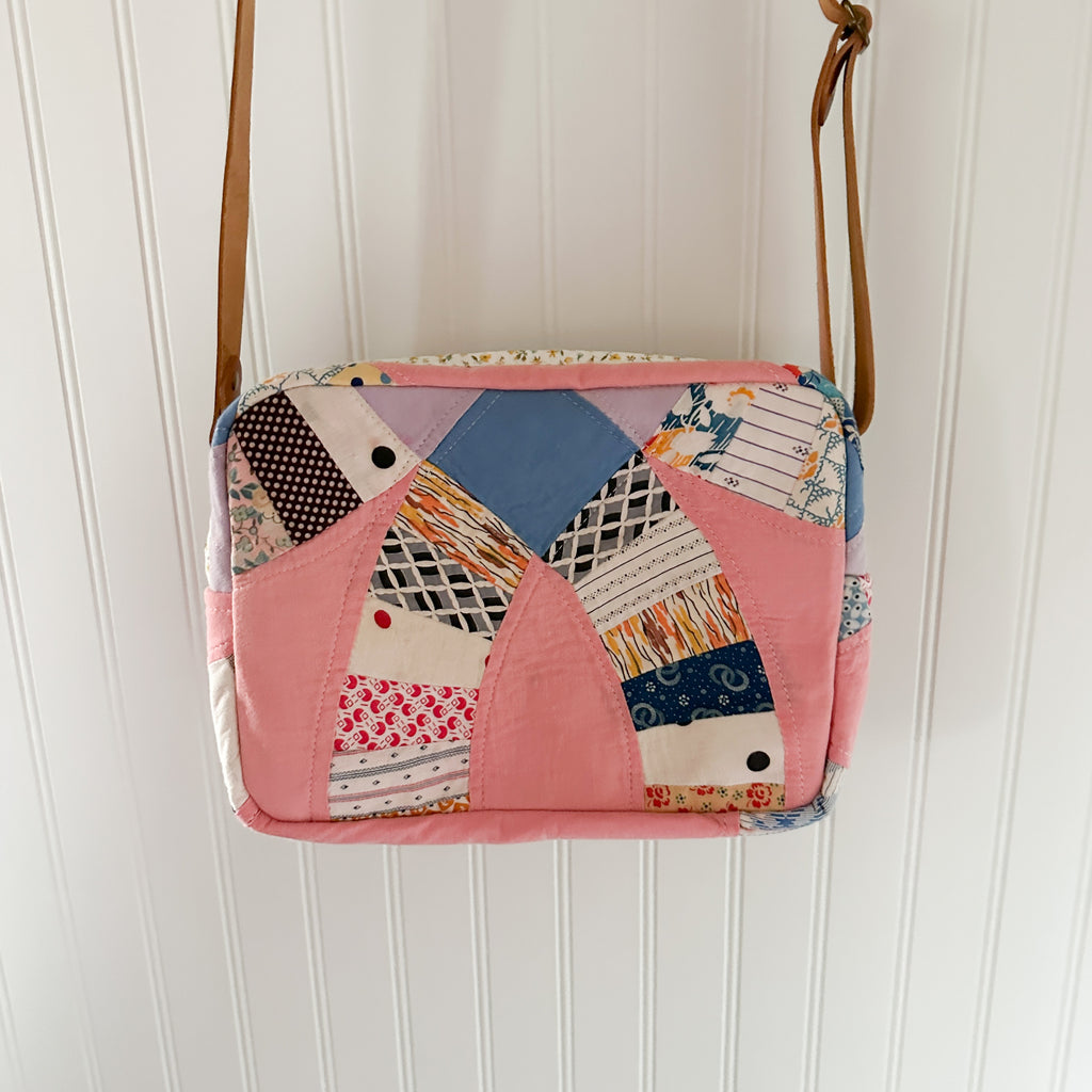 Large Pink Wedding Ring Bible Bag and Tablet Duo, Leather Crossbody Strap