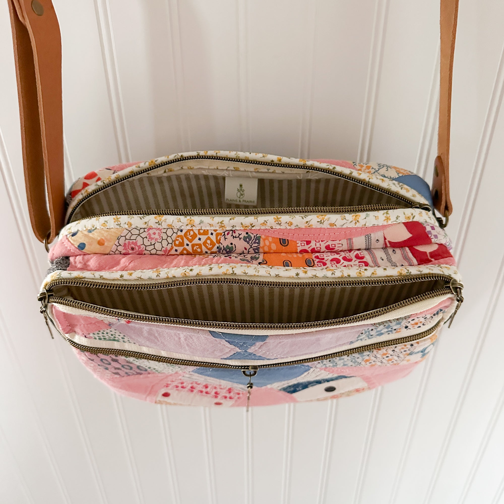 Large Pink Wedding Ring Bible Bag and Tablet Duo, Leather Crossbody Strap