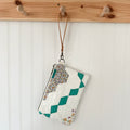 Vintage Quilt Wristlet with Leather Strap