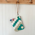 Vintage Quilt Wristlet with Leather Strap