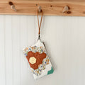 Vintage Quilt Wristlet with Leather Strap