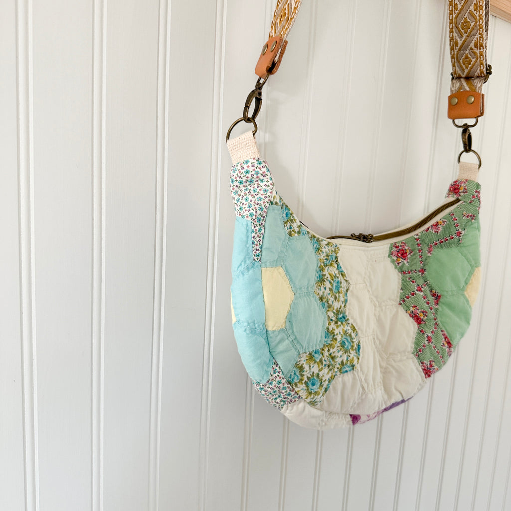 Vintage Grandmothers Garden Quilt Shoulder Bag
