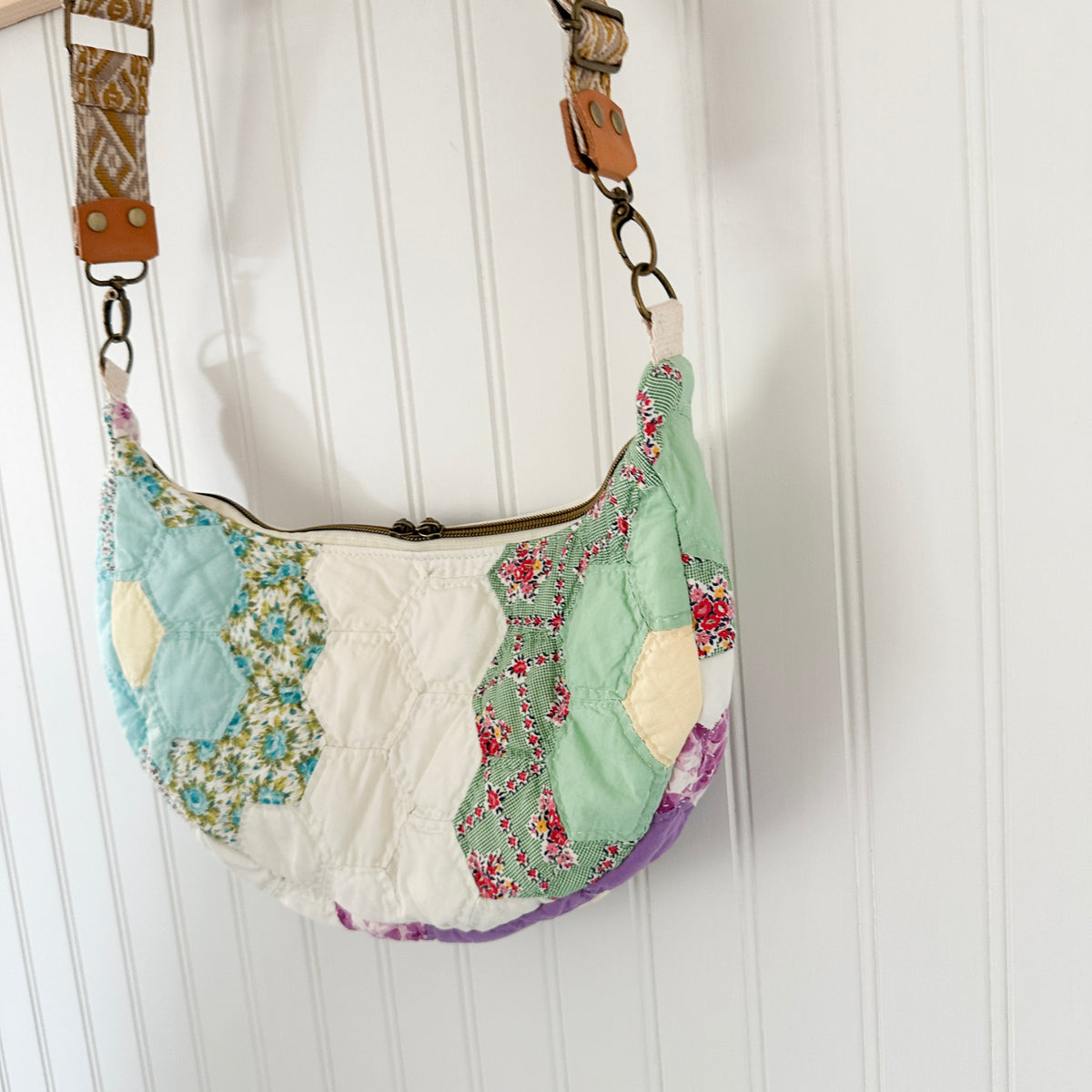 Vintage Grandmothers Garden Quilt Shoulder Bag