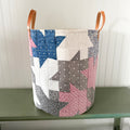 Antique Leaves Quilt Basket with Leather Handles