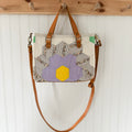 Boxy Bible Bag Vintage Grandmothers Garden Quilt with Leather Handles and Crossbody Strap