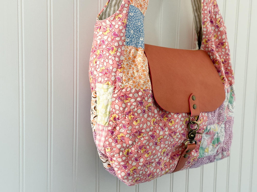 Pink Vintage Quilt "Gathered Grace Bag"